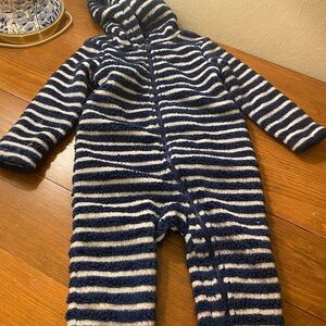 Baby Tea Collective Sherpa Fleece Zip Up Footless Coverall Sz18-24n Navy/wht